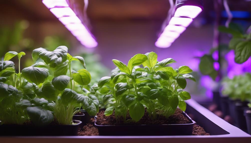 nutrient filled hydroponic system showing the benefits of using LED grow lights for herbs.