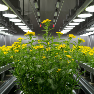 St John's Wort growing hydroponically under grow lights