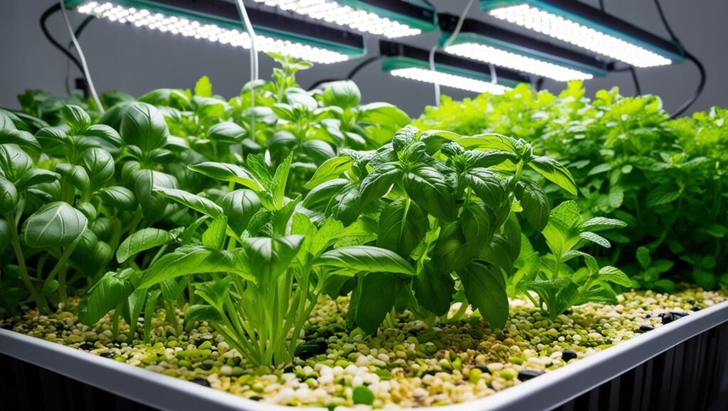 Thriving indoor hydroponic garden highlighting the importance of water quality in hydroponics systems.