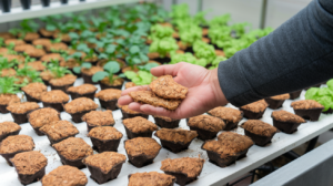 coco coir, a growth medium for hydroponic herbs