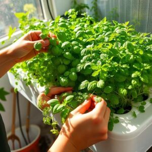 gathering fresh herb bounty