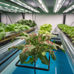 Spider mites in a hydroponic garden, illustrating why you need pest and disease control for hydroponic gardens, even indoors.